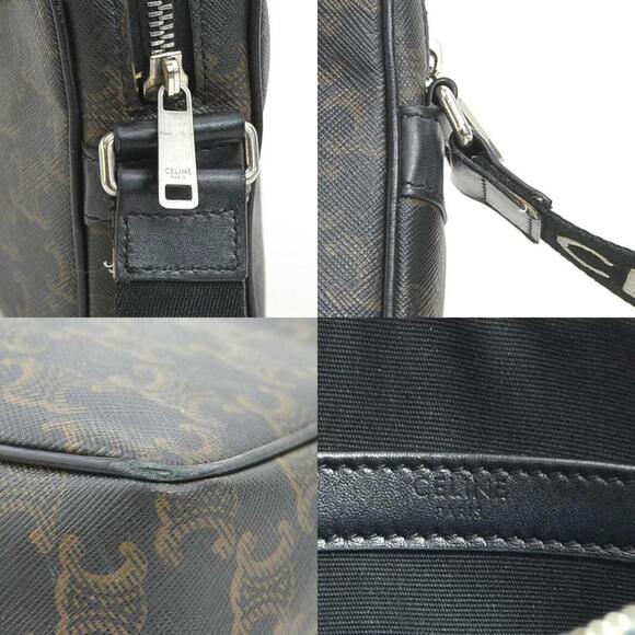 CELINE Black Coated Canvas Shoulder Bag - Picture 4 of 5
